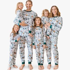 Unisex Adult Matching Family Ski Cabin Cotton Pajamas - White